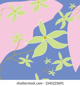 Flat Flowers Background. Autumn Background. Seamless Pattern With Floral Motifs able to print for cloths, tablecloths, blanket, shirts, dresses, posters, papers.