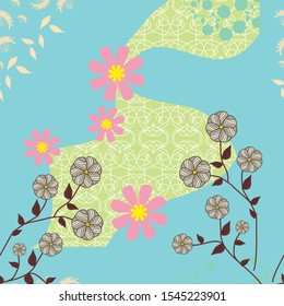 Flat Flowers Background. Autumn Background. Seamless Pattern With Floral Motifs able to print for cloths, tablecloths, blanket, shirts, dresses, posters, papers.