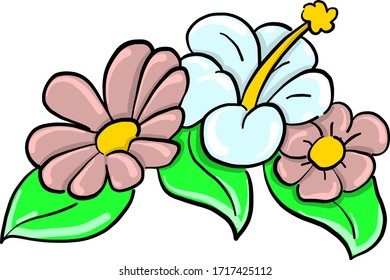 Flat flowers, illustration, vector on white background
