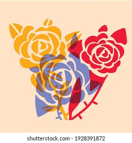 flat flowers multicolored design print cover plants