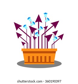 Flat flowers on white background. Flowers in pots - vector illustration. Indoor plant in fiat style.