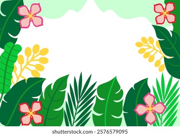 Flat flowers Tropical Line Art Background