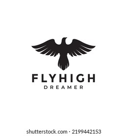 flat fly falcon modern logo design