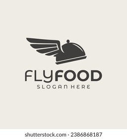 Flat flying food vector logo icon illustration cooking time concept restaurant canteen chef cooking branding fast food