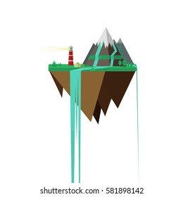 Flat Flying Island. Sky Island