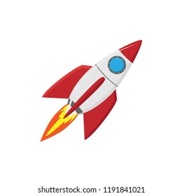 Flat flying rocket, icon for apps and websites