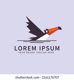 Flat Flying Toucan Icon Logo Template