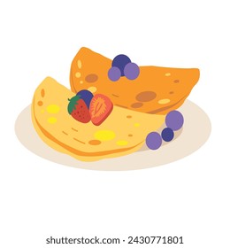 Flat folded bread breakfast, vector illustration isolated on white background