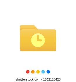 Flat folder design element with analog clock symbol,Folder icon,Vector and Illustration.