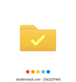 Flat folder design element with check mark symbol,Folder icon,Vector and Illustration.