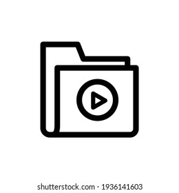 Flat folder design element with play symbol, Folder icon, Vector and Illustration. Video playlist icon. Line. play multimedia player outline and filled vector sign. Symbol, logo illustration.