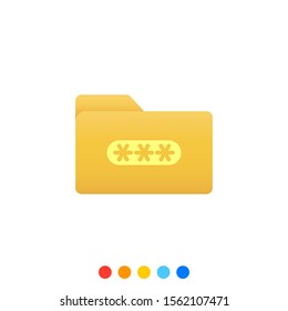 Flat folder design elements with password symbol,Folder icon,Vector and Illustration.