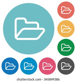 Flat folder icon set on round color background. 8 color variations included with light teme.