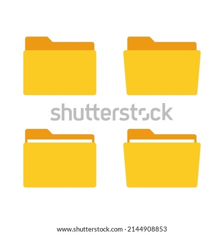 Flat folder icon set. Various folder symbol. Suitable for design element of document management app, computer file directory, and office storage folder.