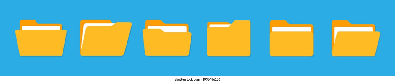 Flat folder icon set vector illustration