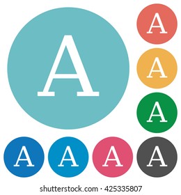 Flat font icon set on round color background.