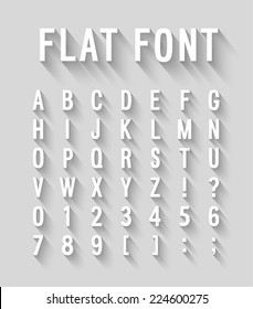 Flat Font With Long Shadow Effect. Vector Illustration.
