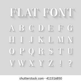 Flat font with long shadow effect. Vector illustration.