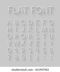 Flat font with long shadow effect. Vector illustration.