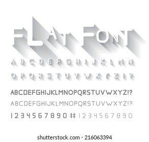 Flat font with long shadow. Vector illustration