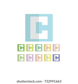 flat font made of rectangle! color palette and you can change as you like.