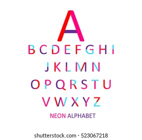 Flat font neon color vector