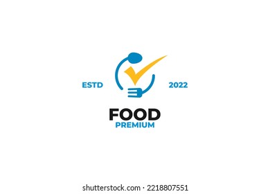 Flat food check logo design vector illustration