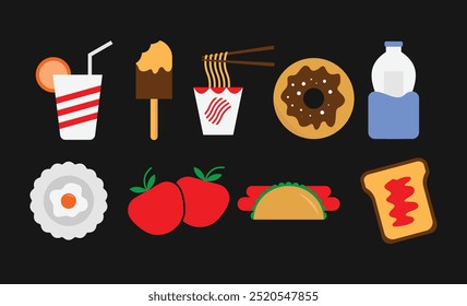 Flat Food and Drink Clipart Collection