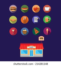  Flat Food and drink vector icons