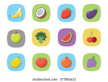 Flat food icon collection