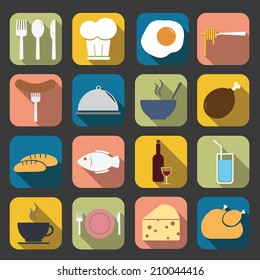 flat food icons 