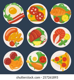 Flat food icons.