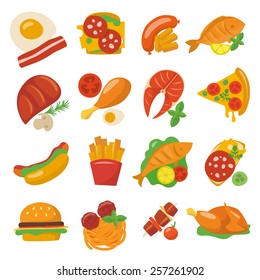 Flat food icons.