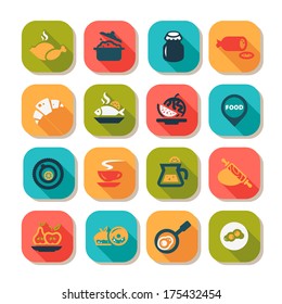 Flat Food Icons Set Created For Mobile, Web And Applications.