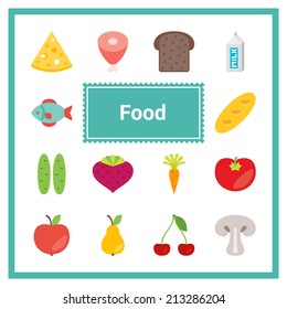 Flat food icons set. Perfect for web and mobile applications