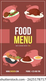 Flat food menu cover. Vector illustration