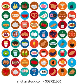 Flat Food Set: Vector Illustration, Graphic Design. Collection Of Colorful Icons. For Web, Websites, Print, Presentation Templates, Mobile Applications And Promotional Materials  