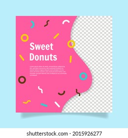 Flat food social media post template. - Vector.