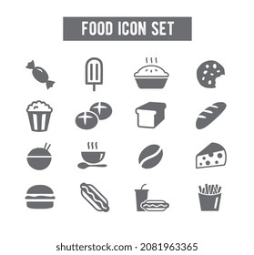 Flat Food Solid Grey Icon Set icons drawing with grey lines on white background 3