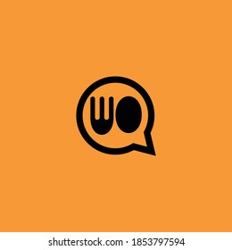 flat food speak icon logo with garou and spoon