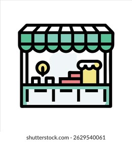 Flat food stall object icon design concept isolated