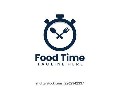 Flat food time logo template vector design illustration