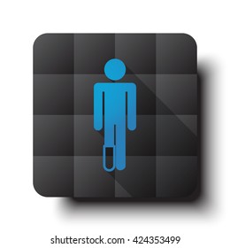 Flat Foot icon on black app button with drop shadow
