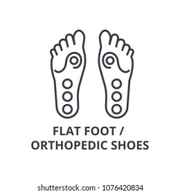 flat foot, orthopedic shoes thin line icon, sign, symbol, illustation, linear concept, vector 