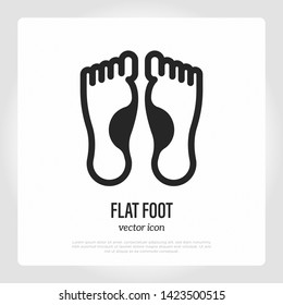 Flat foot thin line icon. Vector illustration of foot deformation.