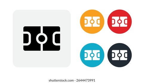 Flat football field icon set