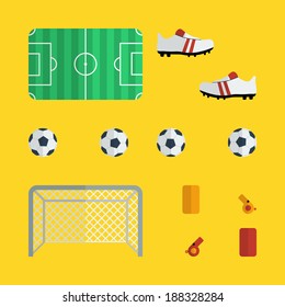 Flat Football Icons Design With Yellow Background