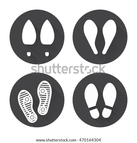 Flat footprint icons set with shadows vector