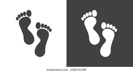 Flat Footsteps icon. Simple black footprints icon. Vector illustration of Human footprint isolated icon. Foot, step flat simple symbol.