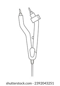 Flat forceps for creating and removing capsules for hair extensions. Professional tool for hairstyle master. Stylist tongs for artificial curls